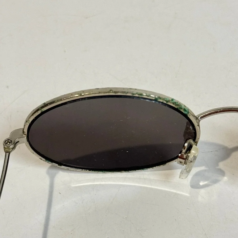 Vintage Y2K Oval Wire Frame Sunglasses Dark Lens Matrix Style Retro 90s